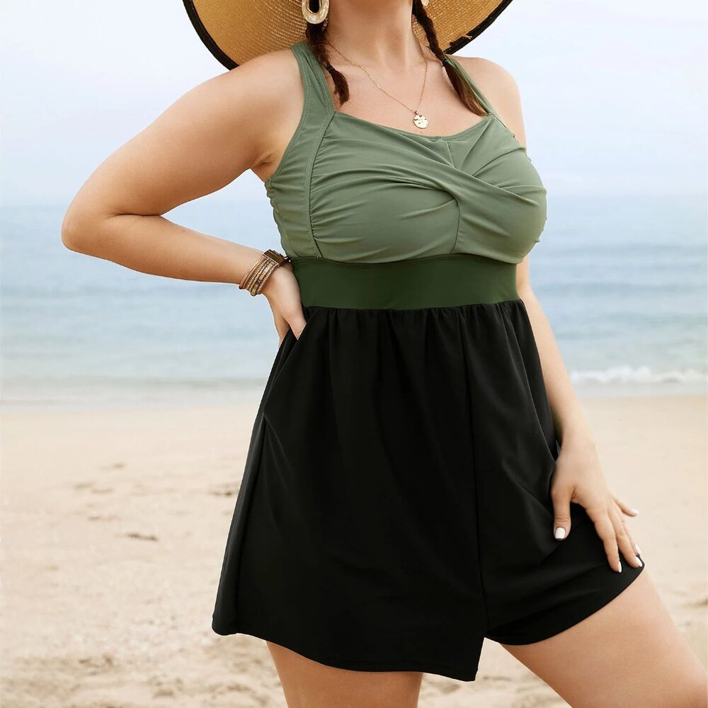 BloomChic Green and Black Women Swim One Piece